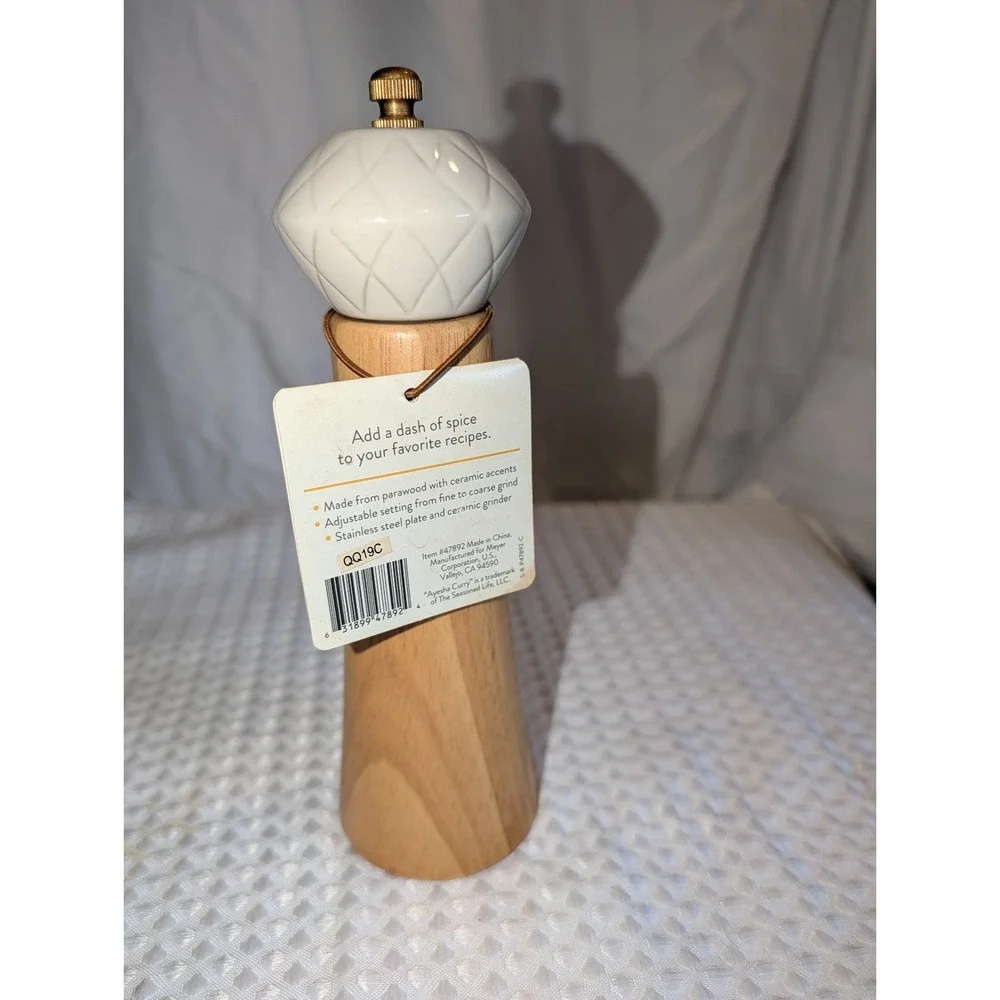 Ayesha Curry Lot Of 2 Pantryware Parawood Spice Grinder, Cream White
